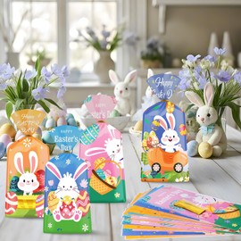 Litmitfu 100 Pcs Happy Easter Treat Bag