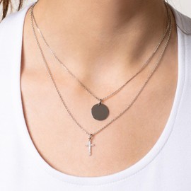 Cross Necklace 925 Sterling Silver Rhodium Plated Silver 45 / N/A, Sterling Silver, Cubic Zirconia