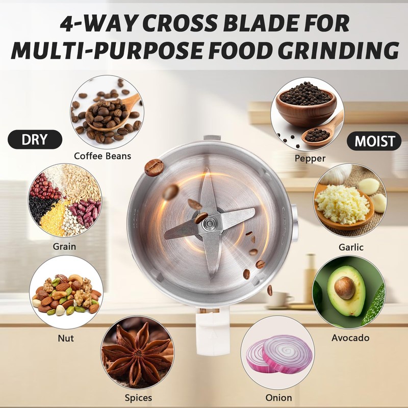 Electric Grinder for Kitchen | 800W Versatile Spice Grinder with