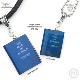 Book of Mormon Church Latter Day Saints LDS Clay Mini Book Pendant Necklace You Pick Cord Chain
