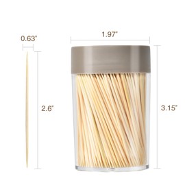 becozy 1500 Count Bamboo Wooden Toothpicks Wood Round Double-Points Tooth Picks for Home Dining and Party Snacking, White