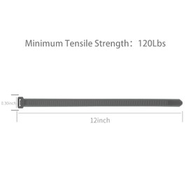 XINGO Pack of 100 Heavy Duty Premium Nylon Plastic Wire Ties with 50 kg Tensile Strength, Self-Locking Nylon Cable Ties for Indoor and Outdoor Use (300 mm x 7.6 mm, Grey)