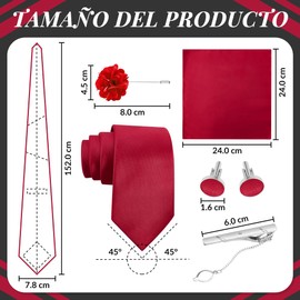 SlowTon Corbatas de Satén para Hombre, Conjunto de Corbata y Pajarita Slim para Caballero, Accesorio de Alta Calidad para Trajes, 8CM Corbatas con Gemelos y Caja, Regalo para Marido Padre Amigo