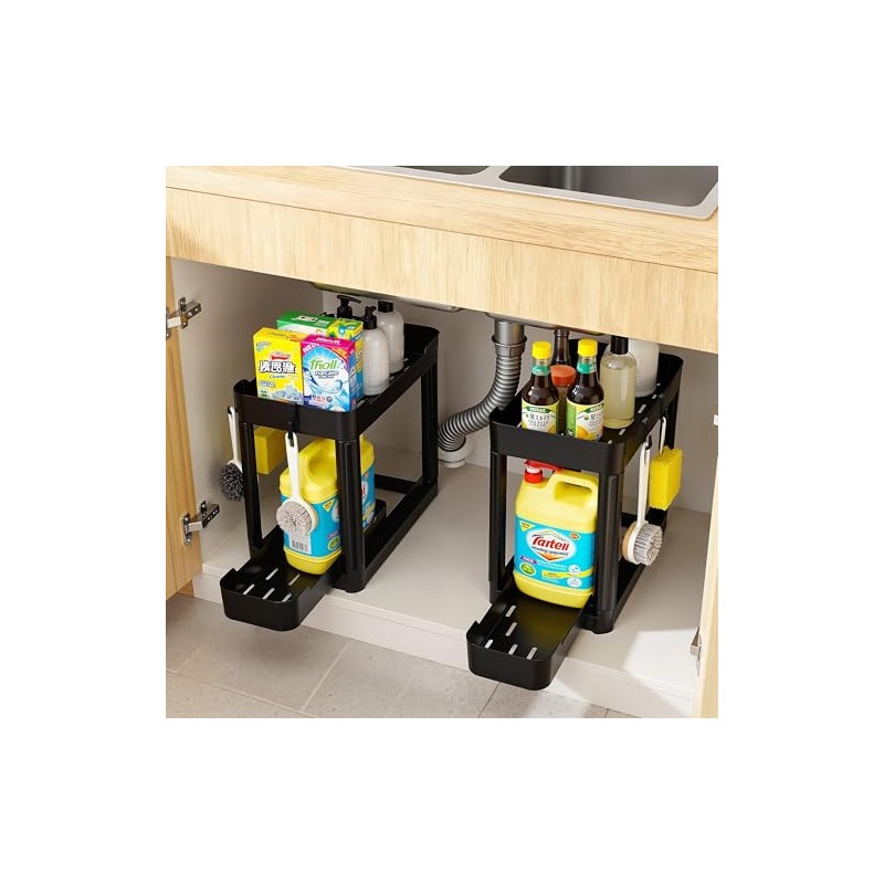 Ribelli Set of 2 Kitchen Organisers, Organiser with Pull-Out Drawer,