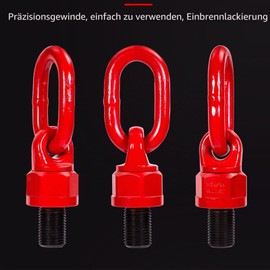 Gonnely Universal Lifting Ring, M14 × 20 mm Lifting Eye Ring Tool, Alloy Steel Eye Bolt, 360 Degree Rotation, Heavy Tools (Red)