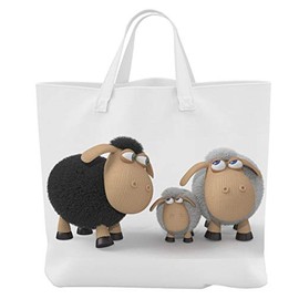 Shopping Bag with Handles 38 x 42 cm 3D Sheep in Various Fancy Dress Designs, 5, shoulder bag