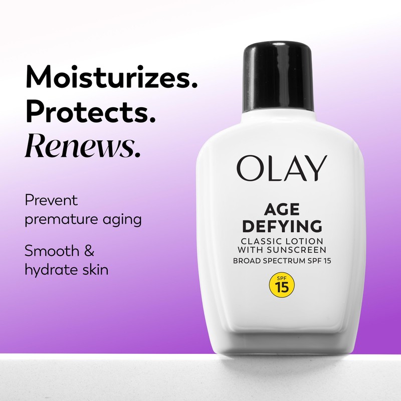 Face Moisturizer by Olay, Age Defying Classic Daily Renewal Lotion,