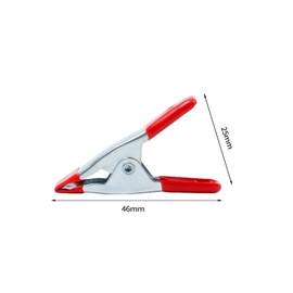 Metal Spring Clamps Set, 24 Pieces, 46 x 25 mm, Red/Silver, 2 cm Opening Width, Rubberised Handles for Woodworking and Camping