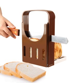 Bread Slicer, Toast Cutter Kitchen Sandwich Slicing Foldable Kitchen Baking Tools with 4 Thickness for Homemade Bread Bagel Loaf Sandwich, 8.7 * 5.5 * 1.8inch