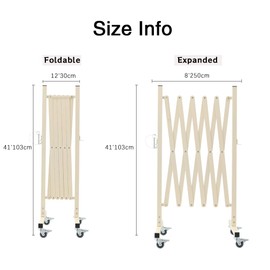TRUNK Industrial Expandable Metal Barricade, 8 Feet, Milkyellow, Portable Safety Barrier with Casters, Flexible Fence Mobile Barrier Gate, Adjustable Traffic Fence for School,Shopping mall