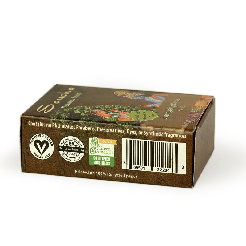 Prabhuji's Gifts Soap Bar Saucha - Natural Energizing Cocoa Scrub