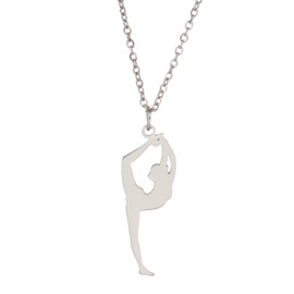 Amaxer Gymnastics Necklace for Girls Cheerleader Cheerleading Figure Skating Stainless Steel Gymnastics Jewellery Gifts Pendant Necklace for Gymnasts Women Girls, Stainless Steel, Stainless Steel