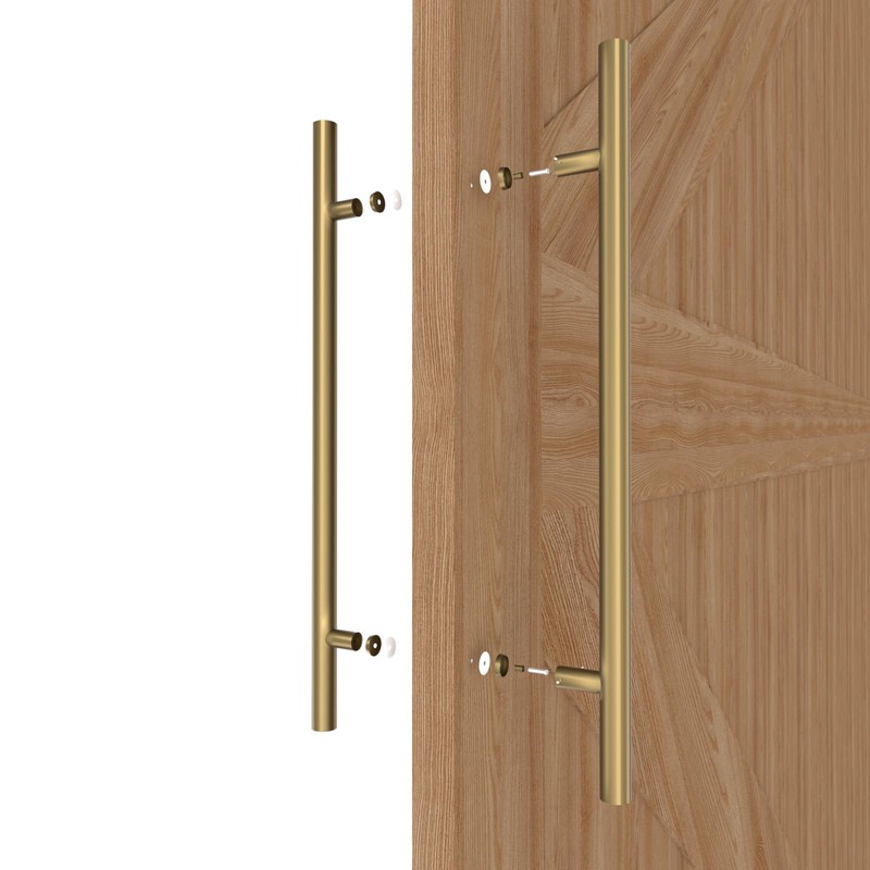 LVYIHAN Titanium Gold Round Barn Door Handles 12"/24"/36"/48"/59'', Pull Push