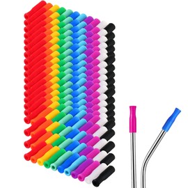 200 Pcs Tticai Silicone Straw Tips Multicolored Straws Tips Covers Reusable Silicone Straw Covers Metal Straw Tips for 6mm Outer Diameter Metal Straws Stainless Steel Straws, 11 Assorted Colors