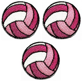Umama Patch Set of 3 Mini Pink Volleyball Soccer Ball Embroidered Patch Cartoon Sports Volleyball Iron on Patches Craft Embroidery for Kids Clothing Dress Clothes Backpacks Vest Jeans Jackets Hats