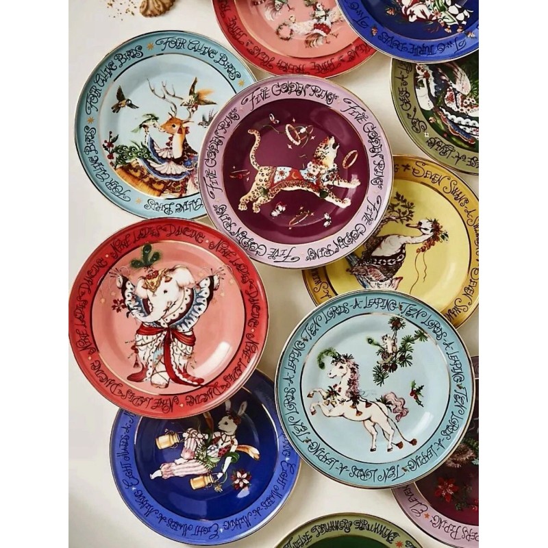 Anthropologie NEW ANTHROPOLOGIE 1 PLATE "12 DAYS" CHRISTMAS PHANNAPAST TAYCHAMAYTHAKO