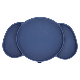 Kids Divided Plates Safe Silicone Foldable Prevent Slipping Toddler Suction Plates for Babies and Toddlers Dark Blue