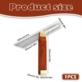 9-Inch Carpentry Square, Adjustable Sliding Bevel Angle Finder with Hardwood Handle & Stainless Steel Blade, Precision T Square Ruler for Woodworking, Carpenter & Engineer Use