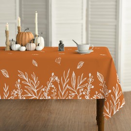 Horaldaily Fall Tablecloth 60x140 Inch Rectangular, Thanksgiving Autumn Harvest Orange Wild Flowers Table Cover for Party Picnic Dinner Decor