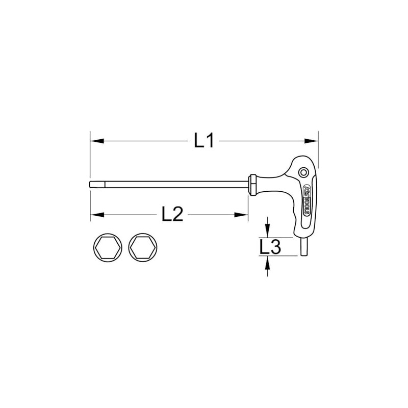 KS Tools 151.2845 T-Handle hex Key Wrench, 9/64"
