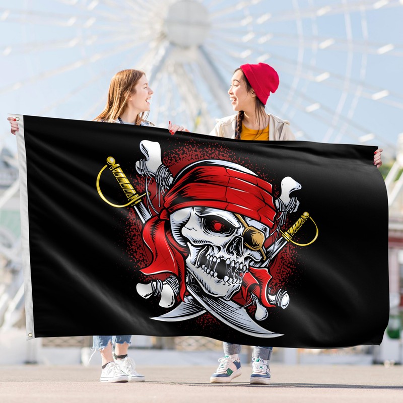 Pirate Flag 90 x 150 cm with Eyelets - Large