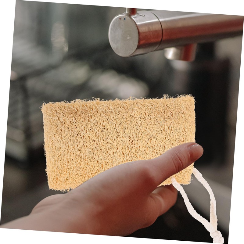 KOMBIUDA 4Pcs Natural Loofah Dish Scrubber Multi Functional Cleaning Sponge