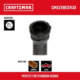 CRAFTSMAN CMXZVBE37413 2-1/2 in. Dusting Brush Wet Dry Vac Attachment, Industrial-Grade Shop Vacuum Accessory for Cleaning Stubborn Debris, Fits 2-1/2 in. Hose Diameter