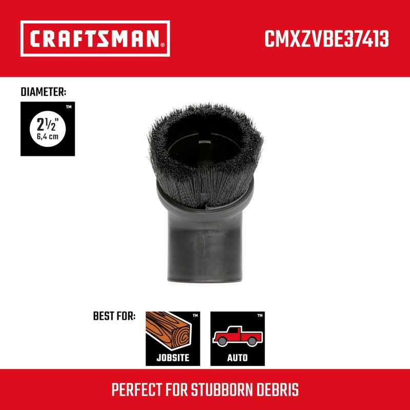 CRAFTSMAN CMXZVBE37413 2-1/2 in. Dusting Brush Wet Dry Vac Attachment,