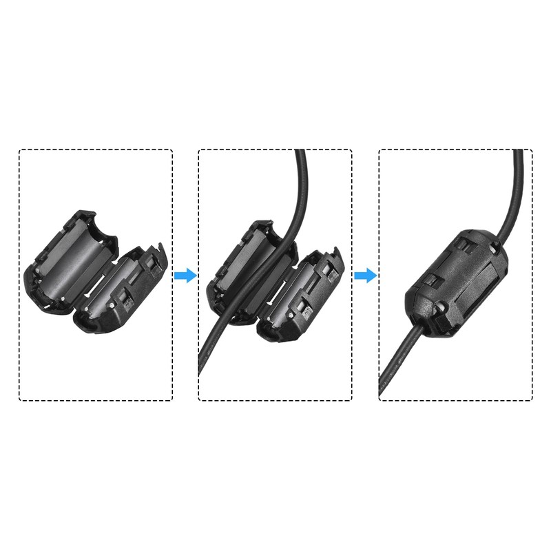 sourcing map Clip-on Ferrite Ring Core Anti-interference Noise for 3mm/