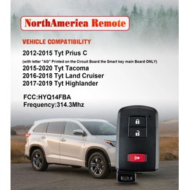 NorthAmerica Replacement Car Keys Fob and DIY Kit for 2015-2020 Tacoma 2014-2019 Highlander Smart Remote HYQ14FBA 281451-2110 (3 BTN)