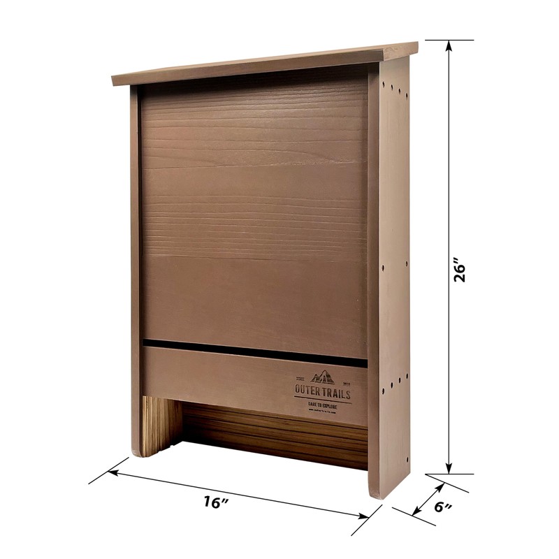 Outer Trails Extra Large Bat House, 3 Chambers, Brown, Holds