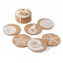 Sea Shell Printed Cork Coasters - Set of 6