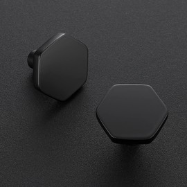 Home Expert Black Cabinet Knobs 15 Pack Solid Kitchen Cabinet Knobs Hexagon 1.1'' Flat Black Knobs for Kitchen Cabinets and Drawers Dresser Knobs