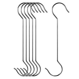 12 Inch Metal Hanging Christmas S Hooks - Extra Large Shaped Hook Heavy-Duty S Hooks,for Kitchenware, Plants,Clothing Store, Garden S Hook,Hotels,Hovel and workshops,Stainless Steel(6-Pack)