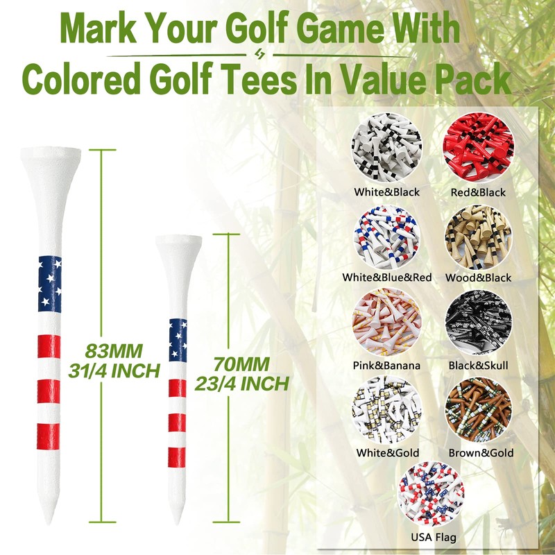 FINGER TEN Golf Tees Wood 3 1/4 2 3/4 Inch