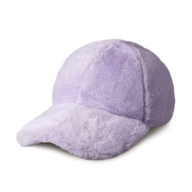 CHOK.LIDS Everyday Winter Fur Baseball Cap for Women Men Fleece Dad Hat Unisex Adjustable Lightweight Polo Style Curved Brim (Lavender)