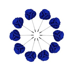 Sanrich Rose Boutonnières Men's Lapel Pins Satin Flower 10 Pack Groom Wedding Boutonniere Suit Brooch Outfit Accessories (royal blue)