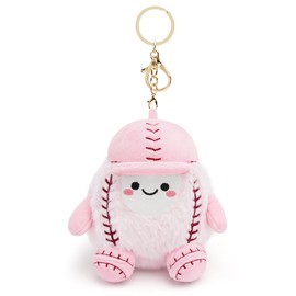 Stelle Cute Plush Softball Bag Charm Decoration Keychain, Soft Keychain Decorative Accessories for Christmas Birthday Gift (Pink)