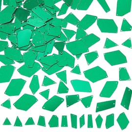 DICOSMETIC 120Pcs 12 Shapes Green Acrylic Mirror Rhinestones with Holes for Costume Dresses Cloth Garments Accessories