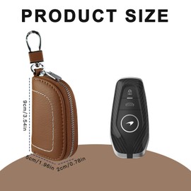 AdiStylinno Car Key Holder Wallet, Leather Car Key Fob Case with Zipper Multi-Functional Key Pouch Key Bag for Women Men (Brown)