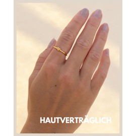 GD GOOD.designs Heart Ring for Women - Adjustable Women's Ring with Heart Pendant - Rustproof 316L Stainless Steel in 18K Gold, Silver or Rose Gold I Valentine's Day Gift for Her, Stainless Steel, No