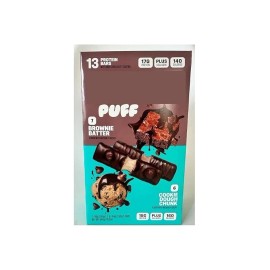 2 Packs BUILT PUFF Protein Bars Cookie Dough Chunk and Brownie Batter, 13 Bars