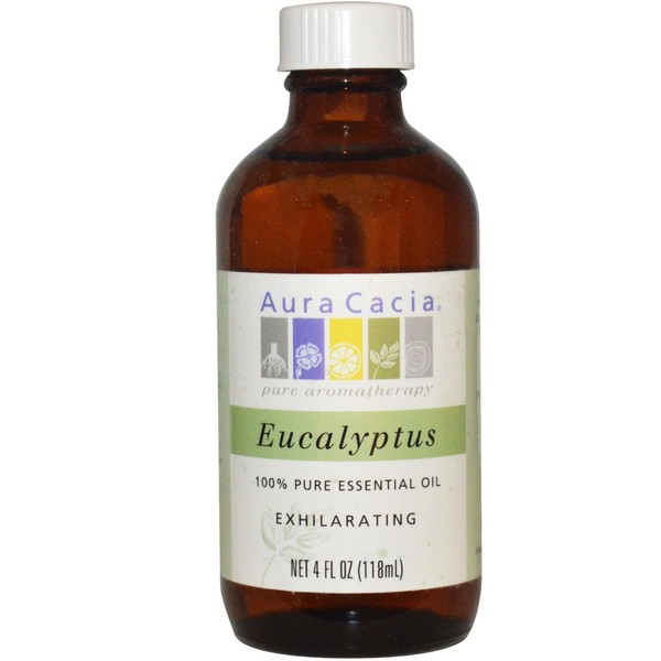 Aura Cacia 100% Pure Eucalyptus Essential Oil | GC/MS Tested for Purity | 120 ml (4 fl. oz.) | Eucalyptus globulus
