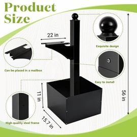 Colingmill Iron Mailbox Posts for Outside Black Ground Mounting Post with Fence Panels 56 Inch Tall Heavy Duty Architectural Stand(Not Include Mailbox)