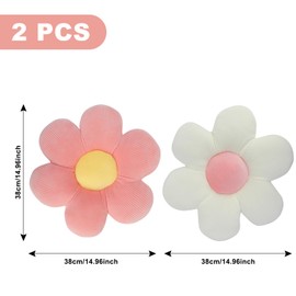 2 Pcs Flower Pillows,Flower Floor Pillow Seating Cushion,40cm Flower Shaped Cushion Floor Chair Seat Pad,Cute Flower Cushion,Fluffy Soft Petal Cushion Tatami Seating Pillow for Home Sofa Car(Pink)