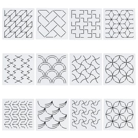 FREEBLOSS 12Pcs Sashiko Stencils Sashiko Embroidery PET Template Drawing Line Template for Hand Quilting Sashiko Patterns Templates Embroidery Stencils 5.5 * 5.5''