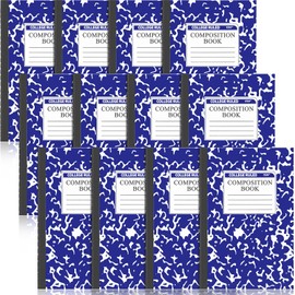 Fainne 12 Pack A5 Composition Notebooks Bulk Wide Ruled Composition Notebook Wide Ruled Notebooks Marble Covers Notebook for Student Classroom Office Supplies(Blue)