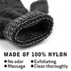 6 pares de guantes exfoliantes – Guantes de lavado negro