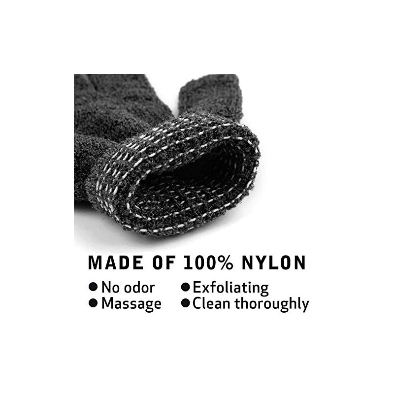 6 pares de guantes exfoliantes – Guantes de lavado negro