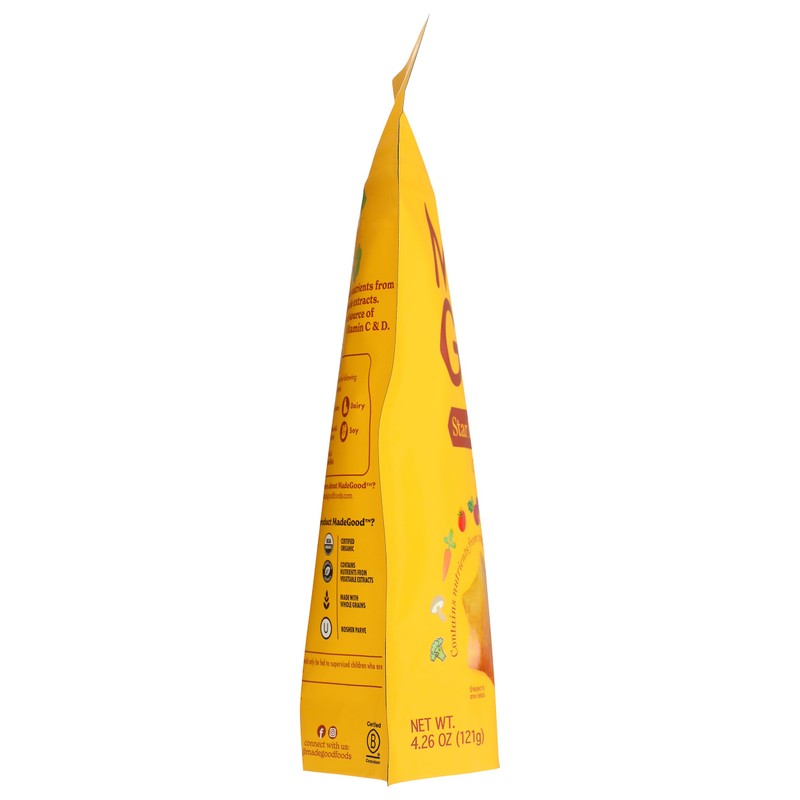 MadeGood Cheddar Star Puffed Crackers, 4.26oz Pouch, Organic Snacks